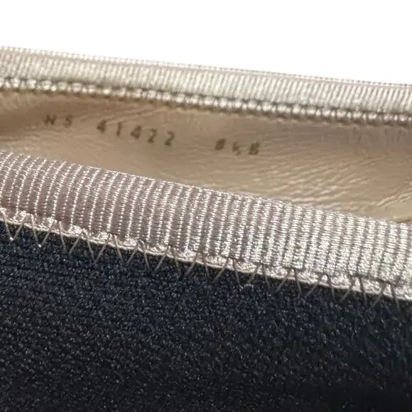 NIB Salvatore Ferragamo Varina Flats Black Cream Bow Ballet Shoes Sz 8.5 Fabric - Picture 6 of 7